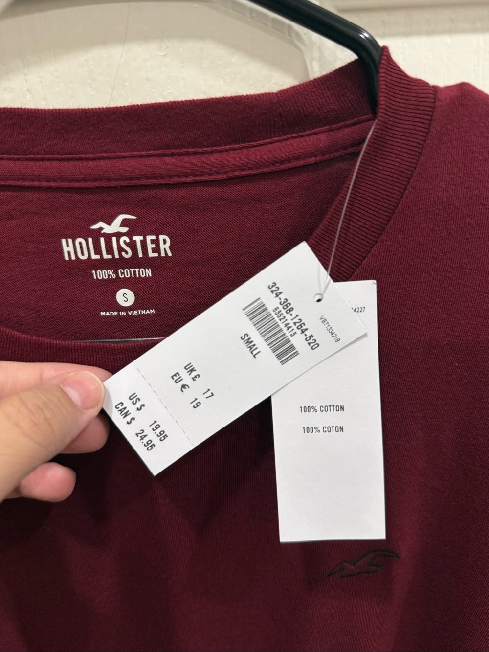 Hollister Men’s Long Sleeve Crew Tee - Burgundy